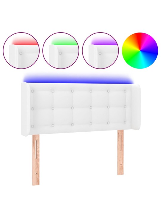 Čelo postele s LED bílé 103 x 16 x 78/88 cm umělá kůže