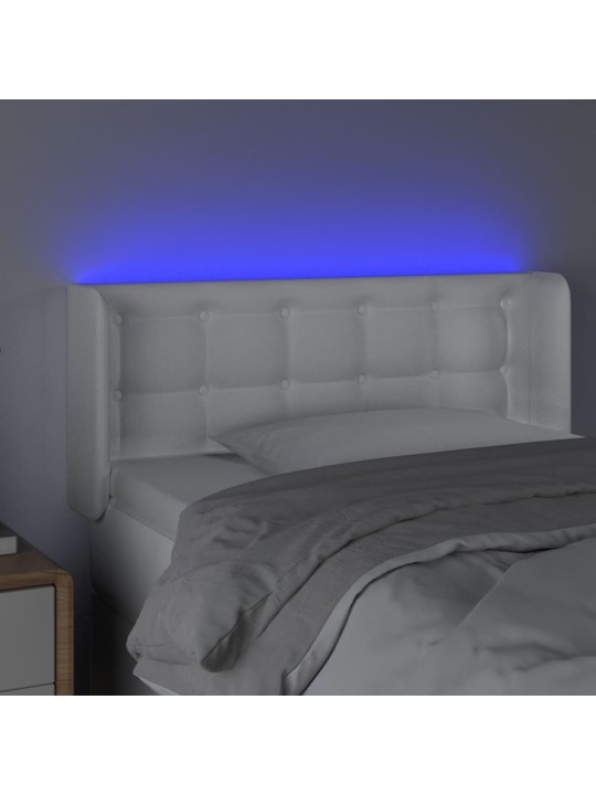 Čelo postele s LED bílé 103 x 16 x 78/88 cm umělá kůže