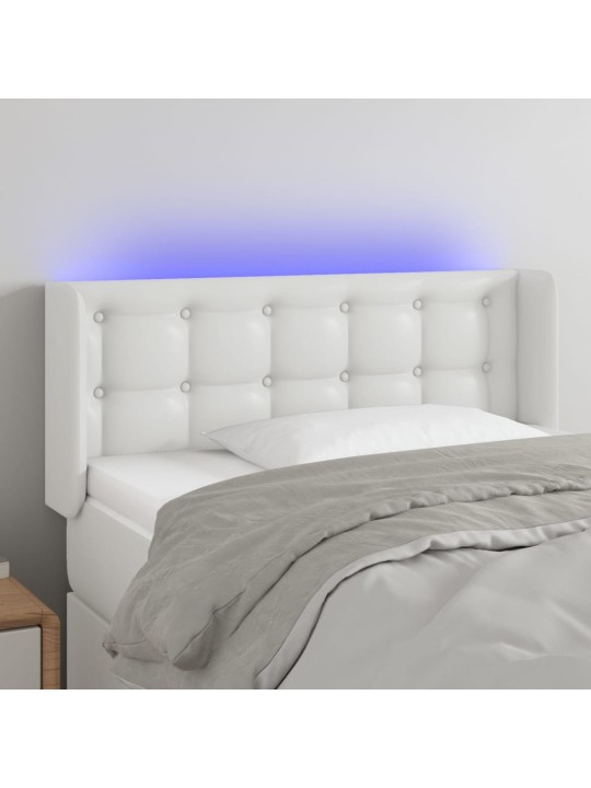 Čelo postele s LED bílé 103 x 16 x 78/88 cm umělá kůže