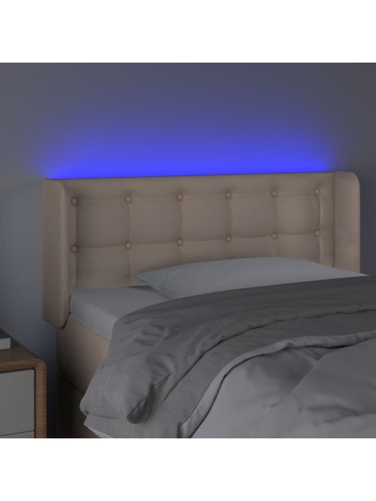 Čelo postele s LED cappuccino 103 x 16 x 78/88 cm umělá kůže