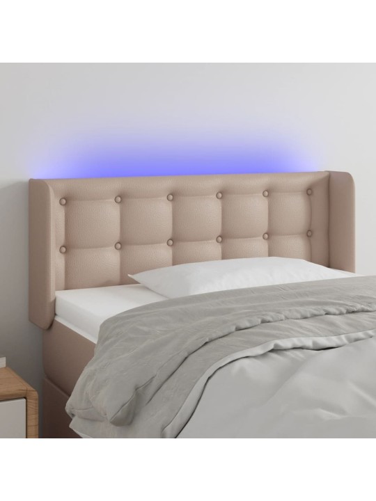Čelo postele s LED cappuccino 103 x 16 x 78/88 cm umělá kůže