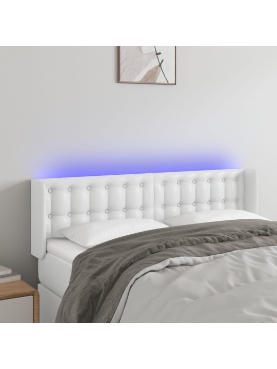 Čelo postele s LED bílé 147 x 16 x 78/88 cm umělá kůže
