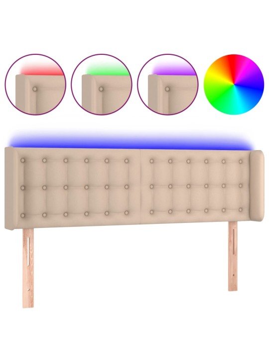 Čelo postele s led cappuccino 147 x 16 x 78/88 cm umělá kůže