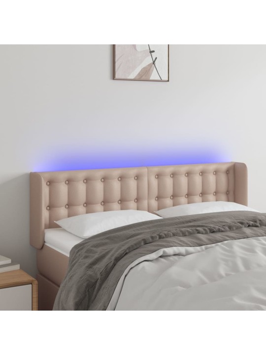 Čelo postele s led cappuccino 147 x 16 x 78/88 cm umělá kůže