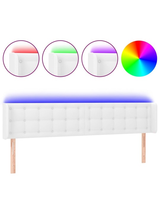 Čelo postele s LED bílé 163 x 16 x 78/88 cm umělá kůže