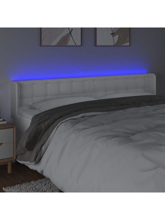 Čelo postele s LED bílé 163 x 16 x 78/88 cm umělá kůže
