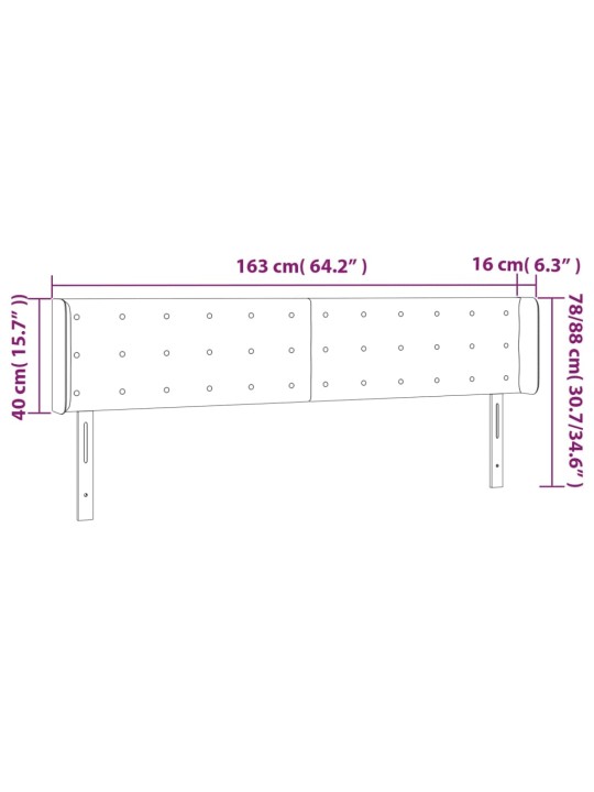 Čelo postele s LED bílé 163 x 16 x 78/88 cm umělá kůže