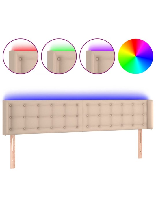 Čelo postele s led cappuccino 163 x 16 x 78/88 cm umělá kůže