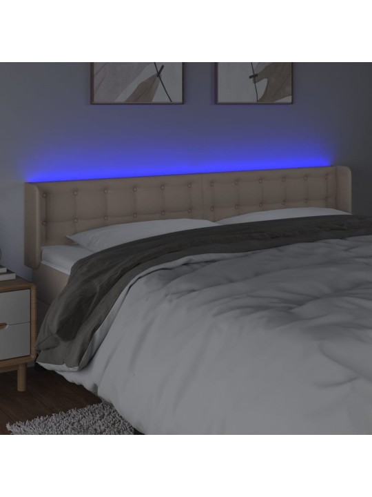 Čelo postele s led cappuccino 163 x 16 x 78/88 cm umělá kůže