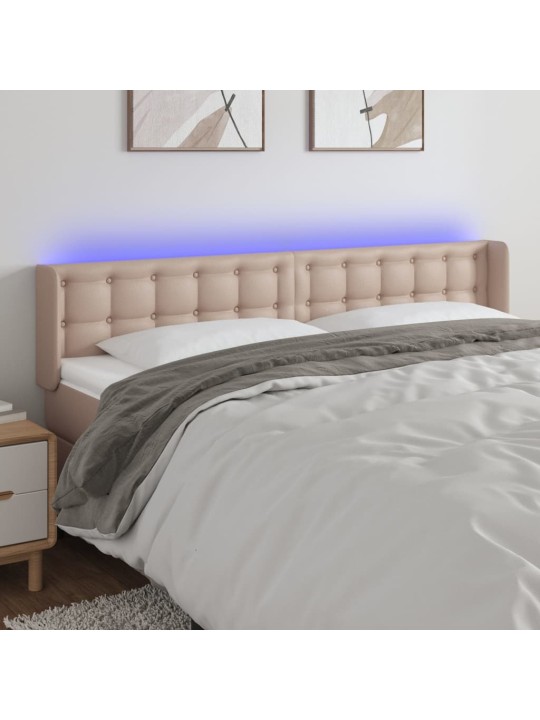 Čelo postele s led cappuccino 163 x 16 x 78/88 cm umělá kůže