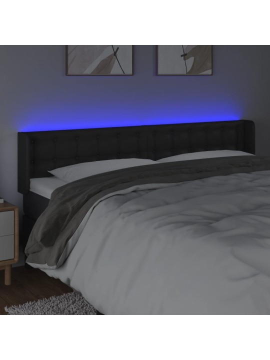 Čelo postele s LED černé 183 x 16 x 78/88 cm umělá kůže