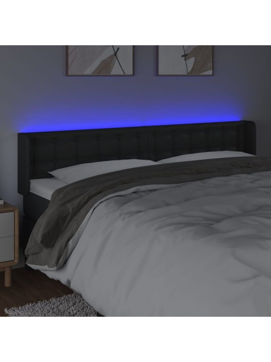 Čelo postele s LED černé 203 x 16 x 78/88 cm umělá kůže