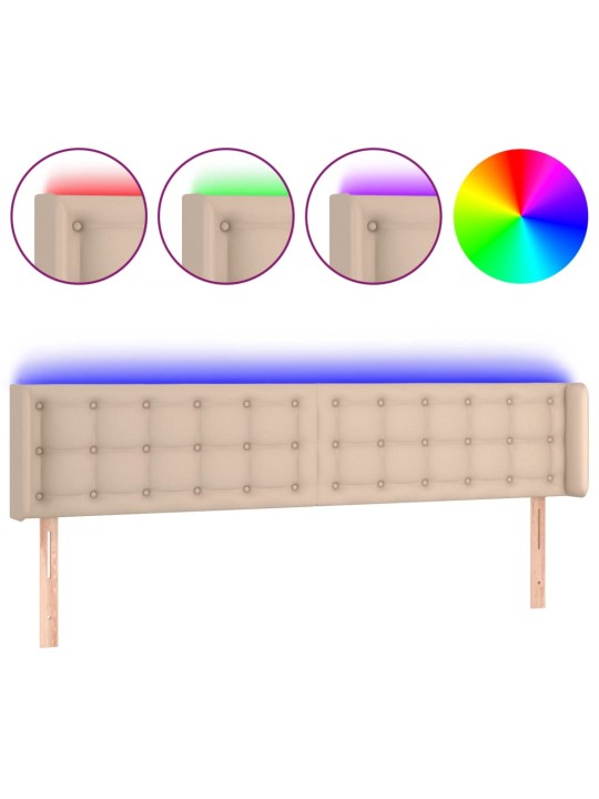 Čelo postele s led cappuccino 203 x 16 x 78/88 cm umělá kůže
