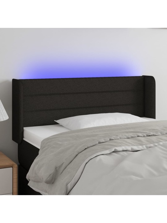 Čelo postele s LED černé 103 x 16 x 78/88 cm textil
