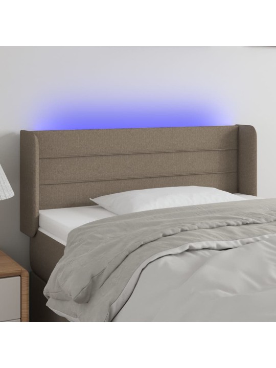 Čelo postele s LED taupe 103 x 16 x 78/88 cm textil