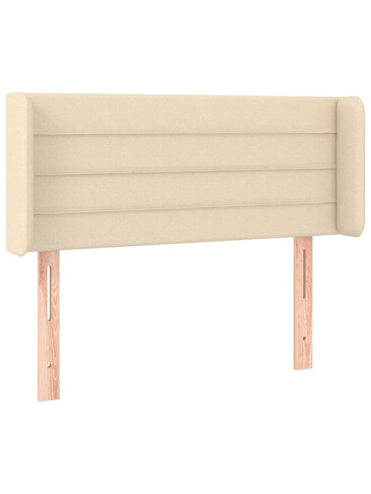 Čelo postele s LED krémové 103 x 16 x 78/88 cm textil
