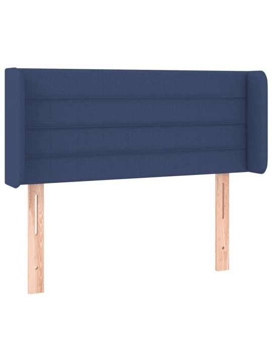 Čelo postele s LED modré 103 x 16 x 78/88 cm textil