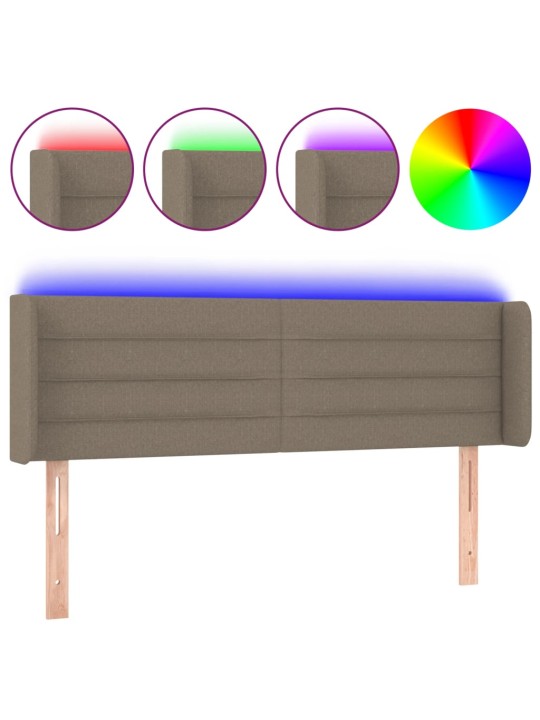 Čelo postele s LED taupe 147 x 16 x 78/88 cm textil