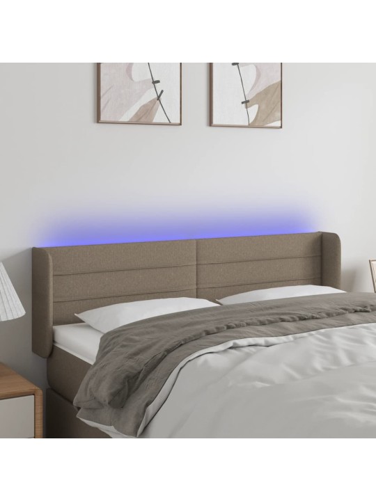 Čelo postele s LED taupe 147 x 16 x 78/88 cm textil
