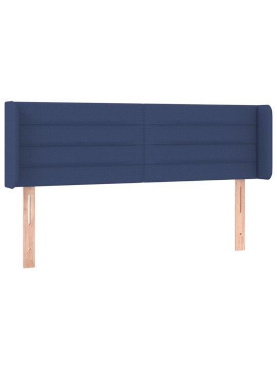 Čelo postele s LED modré 147 x 16 x 78/88 cm textil