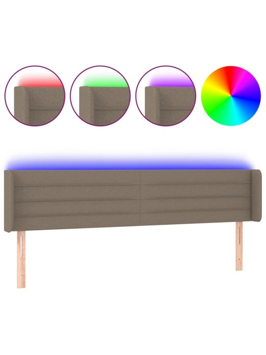 Čelo postele s led taupe 163 x 16 x 78/88 cm textil