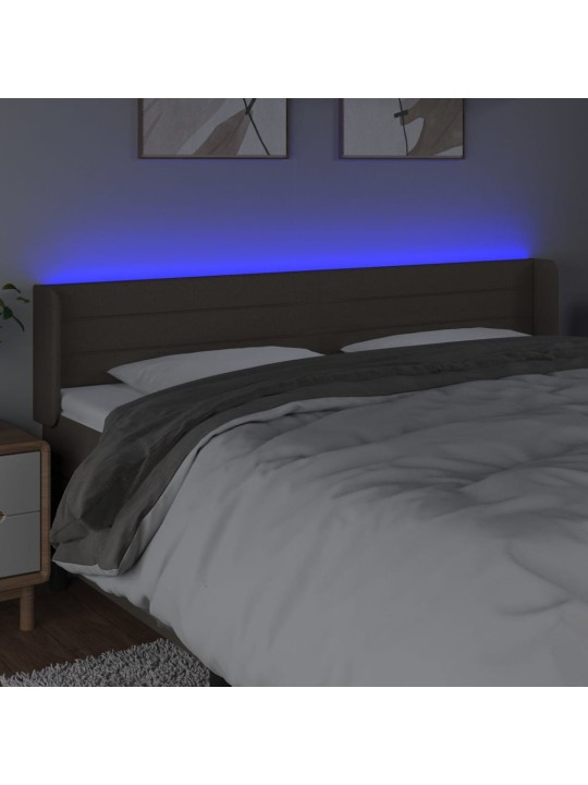 Čelo postele s led taupe 163 x 16 x 78/88 cm textil