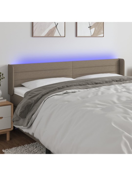 Čelo postele s led taupe 163 x 16 x 78/88 cm textil