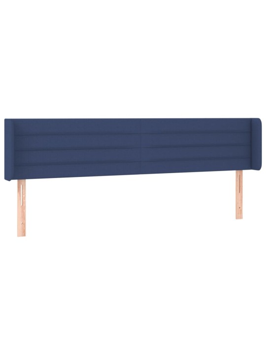 Čelo postele s LED modré 163 x 16 x 78/88 cm textil