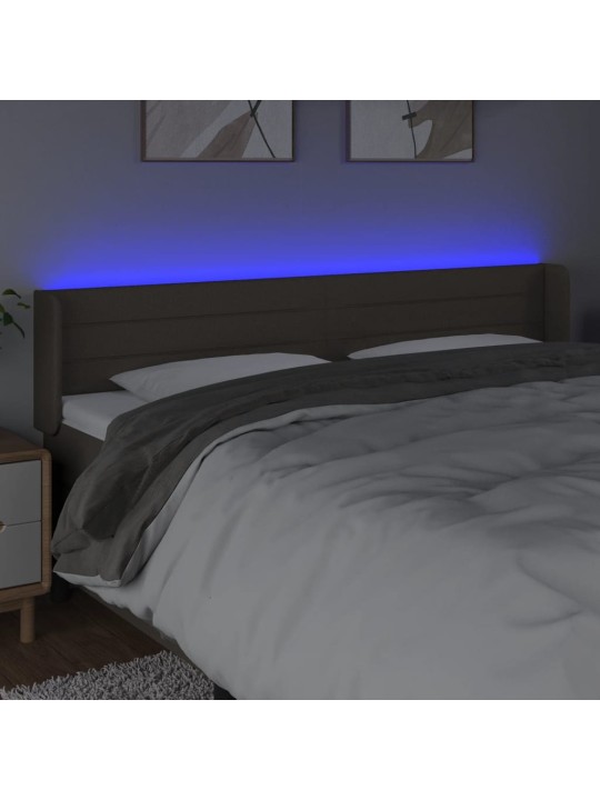 Čelo postele s LED taupe 183 x 16 x 78/88 cm textil