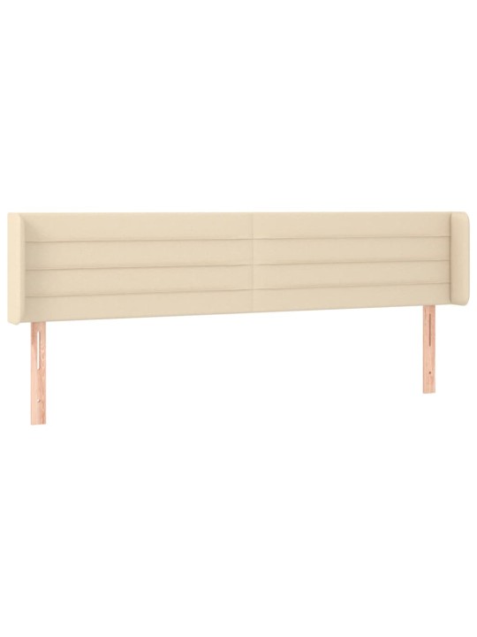 Čelo postele s LED krémové 203 x 16 x 78/88 cm textil