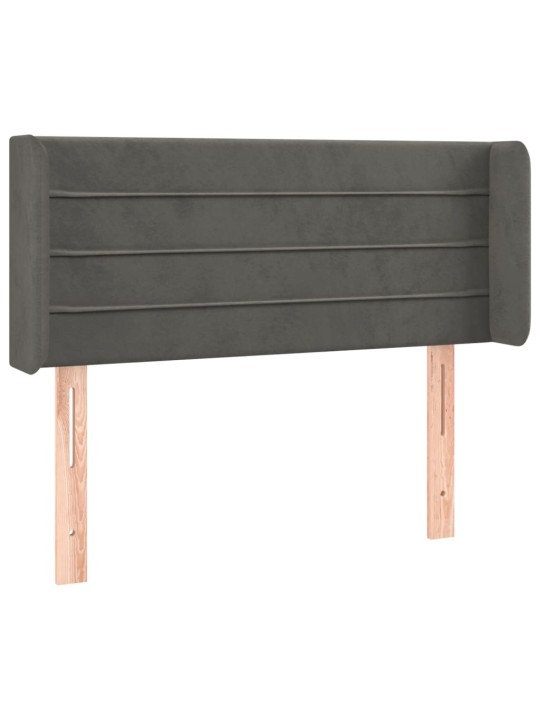Čelo postele s LED tmavě šedé 83 x 16 x 78/88 cm samet