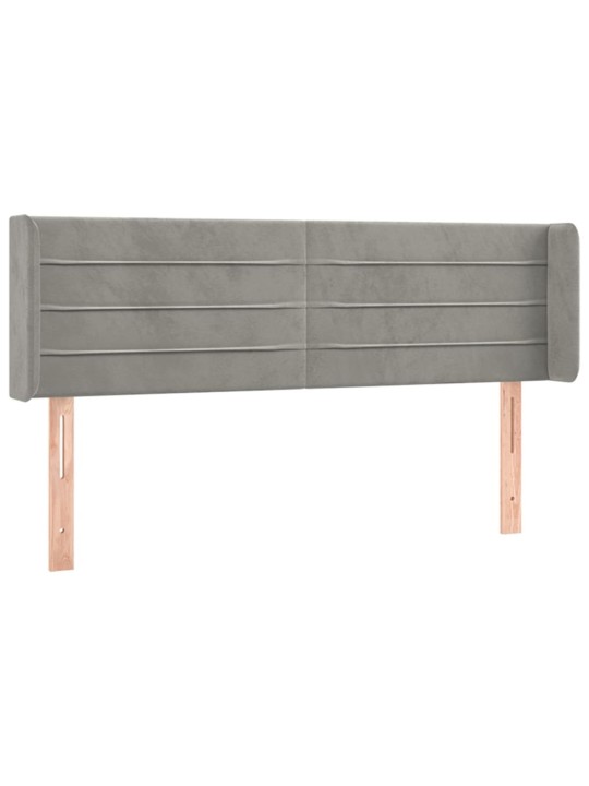 Čelo postele s LED světle šedé 147 x 16 x 78/88 cm samet