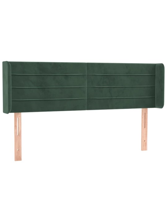 Čelo postele s led tmavě zelené 147 x 16 x 78/88 cm samet