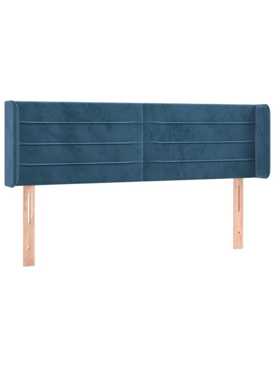 Čelo postele s led tmavě modré 147 x 16 x 78/88 cm samet