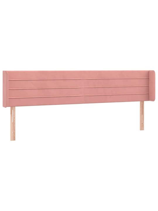 Čelo postele s LED růžové 163 x 16 x 78/88 cm samet