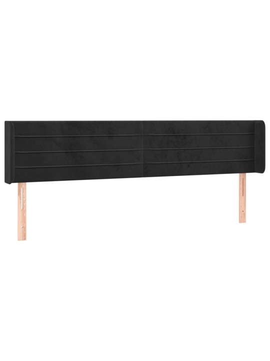 Čelo postele s LED černé 183 x 16 x 78/88 cm samet