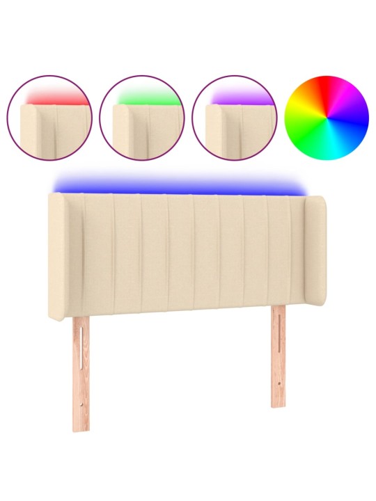 Čelo postele s LED krémové 83 x 16 x 78/88 cm textil