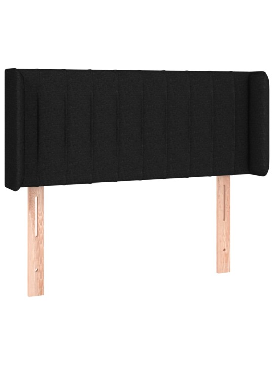 Čelo postele s LED černé 103 x 16 x 78/88 cm textil