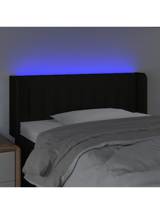 Čelo postele s LED černé 103 x 16 x 78/88 cm textil