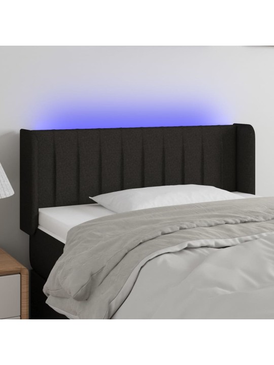 Čelo postele s LED černé 103 x 16 x 78/88 cm textil