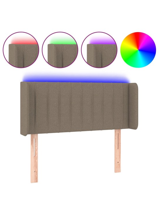 Čelo postele s LED taupe 103 x 16 x 78/88 cm textil