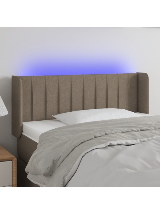 Čelo postele s LED taupe 103 x 16 x 78/88 cm textil