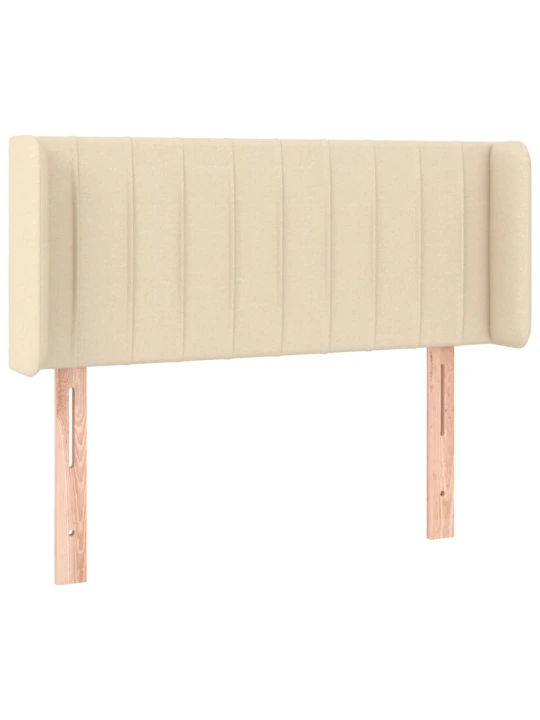 Čelo postele s LED krémové 103 x 16 x 78/88 cm textil