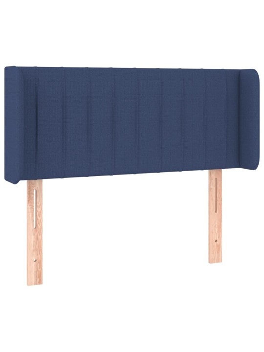 Čelo postele s LED modré 103 x 16 x 78/88 cm textil