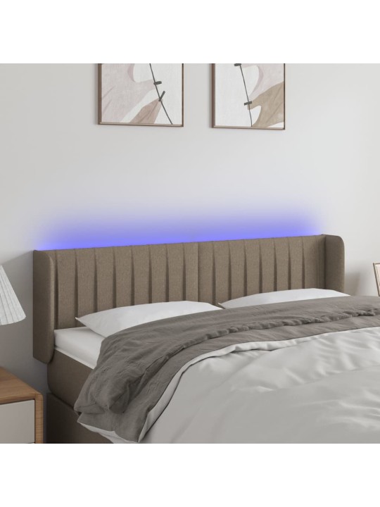 Čelo postele s LED taupe 147 x 16 x 78/88 cm textil