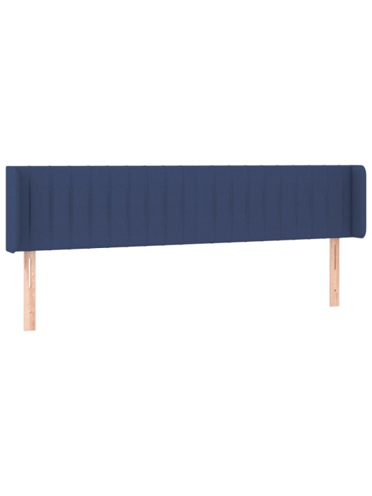 Čelo postele s LED modré 163 x 16 x 78/88 cm textil