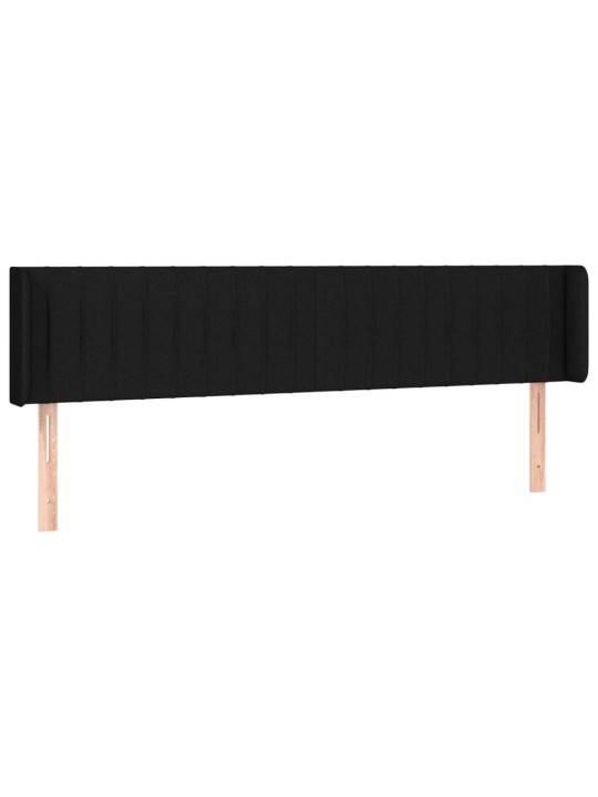 Čelo postele s LED černé 183 x 16 x 78/88 cm textil