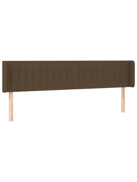 Čelo postele s led tmavě hnědé 203 x 16 x 78/88 cm textil