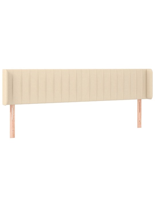 Čelo postele s LED krémové 203 x 16 x 78/88 cm textil