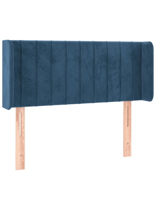 Čelo postele s led modré 93 x 16 x 78/88 cm samet